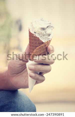 Eating ice cream cone