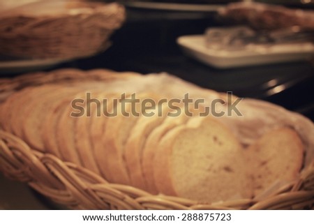 Blurred of fresh bread at bakery shop