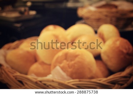Blurred of fresh bread at bakery shop