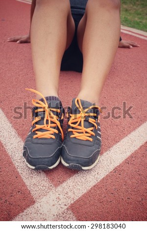 Sport shoes on track