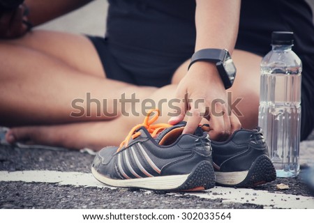 sport shoes with water drink