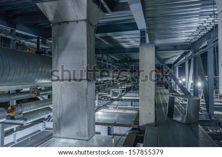 Ventilation, sewage, water supply and other building services in an building