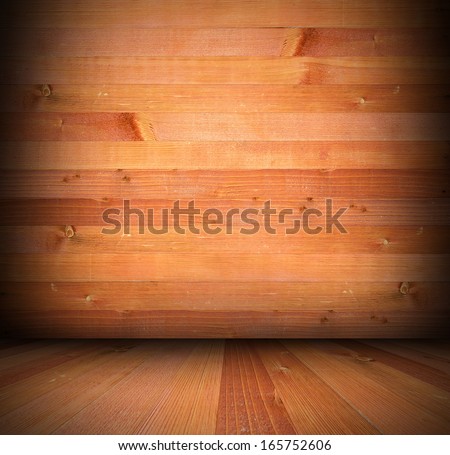 empty interior of a wooden cabin with vignette, backdrop