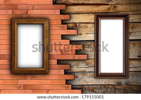 interesting wood wall with painting  frames for your design