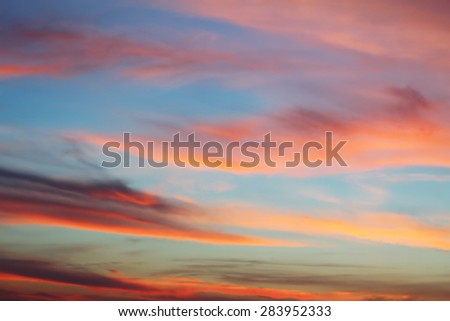 beautiful cloudy sky background at sunset ready for your design, real colors
