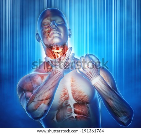 digital illustration colds and sore throat, anatomical vision