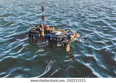 Oil platform on background of ocean