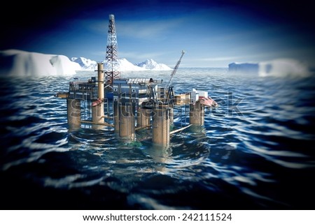 Oil platform on background of ocean
