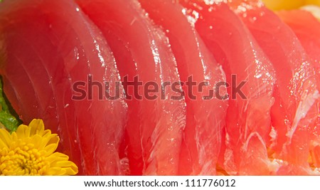 Raw tuna sashimi with a shallow DOF