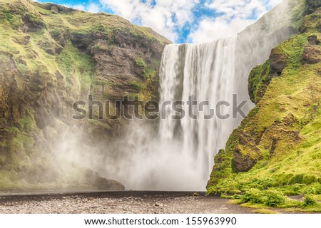 Skogafoss is a well known Icelandic waterfall on the South of the Iceland near the town Skogar