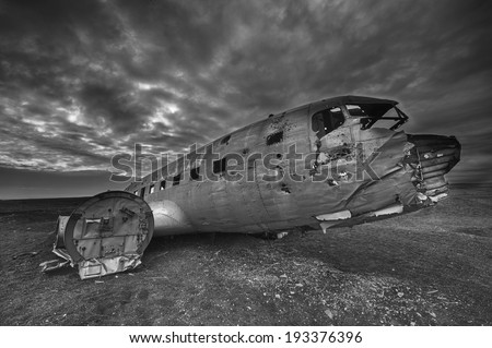 Wreck of a US military plane crashed in the middle of the nowhere. The plane ran out of fuel and crashed in a desert not far from Vik, South Iceland in 1973. The crew survived.