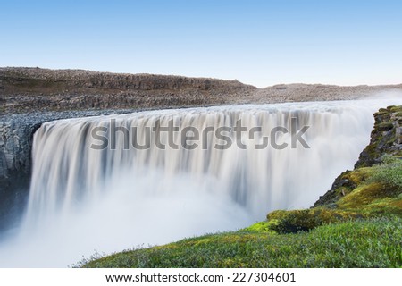 Dettifoss is the most powerful waterfall on Iceland and in the whole Europe. It is located in Jokulsargljufur National Park the northeasten Iceland on the river Jokulsa a Fjollum. Long exposure