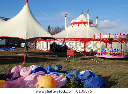 Circus tents in Prague with children carousel