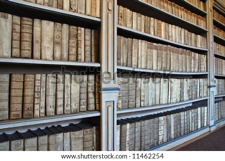 Old monastery library full of ancient medical books