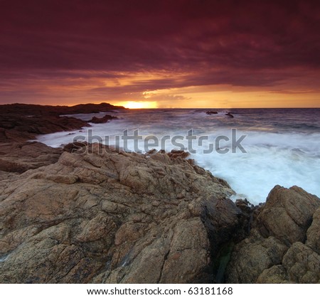 Beautiful sunrise over the sea on Sardinia