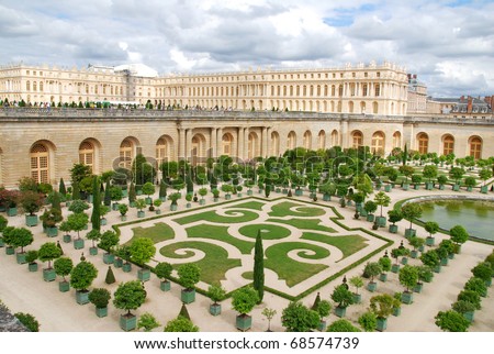 Famous palace Versailles near Paris, France with beautiful gardens