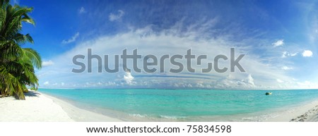 Beautiful tropical beach in the Caribbean - panorama