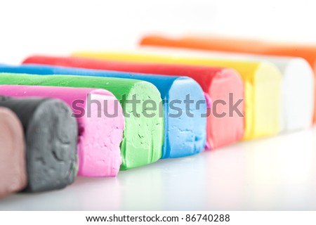 Bars of colorful modeling clay used for children to play. Shallow DOF