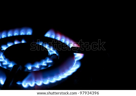 Burning gas on the kitchen gas stove