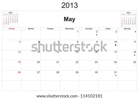 2013 calendar designed by computer using design software, with white background