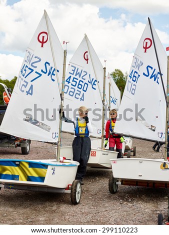 JNoM, Nordic Youth Sailing Championship 2015 on 20.-26.7.2015 in Kirkkonummi, Finland. Training day 21.7. and Sweden team members.