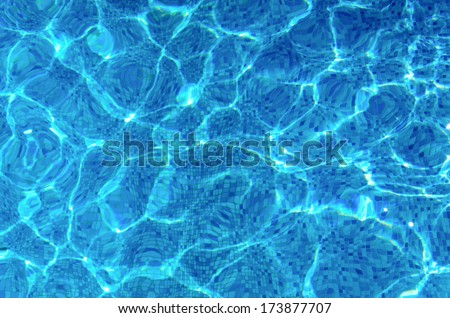 Background of cool blue sparkling water dappled with the reflections of the sunlight, conceptual of travel and a tropical summer vacation