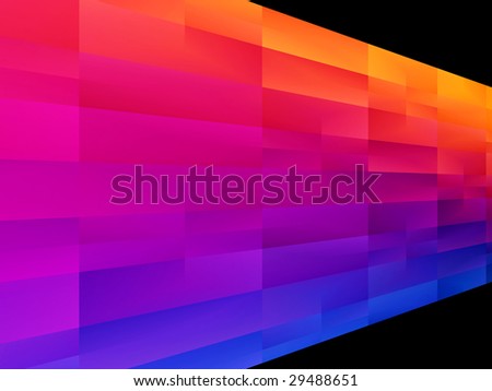 Blue pink orange and red abstract design with black background