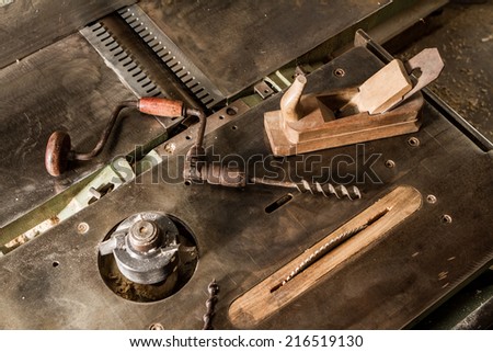 old tools and current tools(rotary saw, drill, plane)