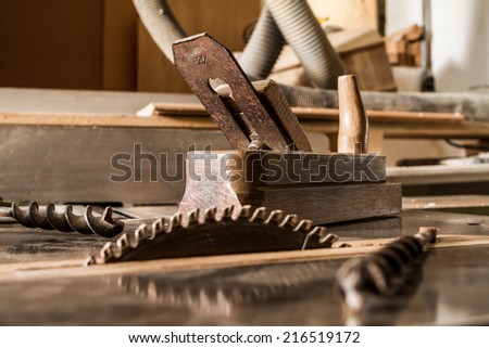 old tools and current tools(rotary saw, drill, plane)