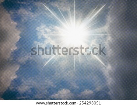 Oil painter style and mix texture dramatic blue sky with clouds and sun rays\
Blue sky with clouds and sun