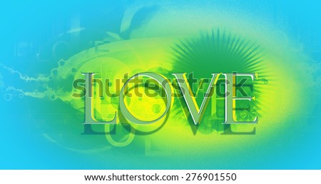 love word and drop shadow blue  yellow leyer  artwork style for card web web-side theme and template