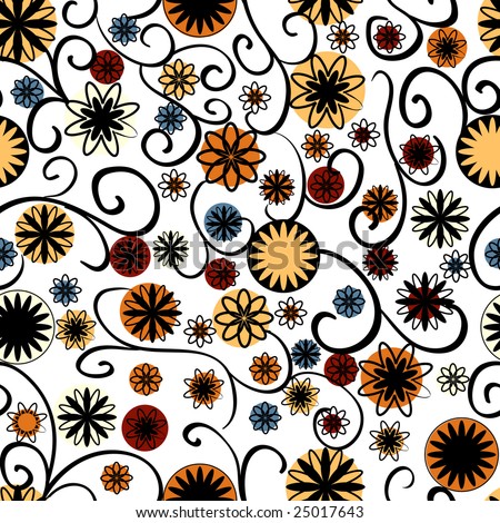 flower patterns black and white. stock vector : Black and white