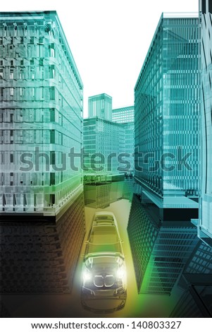 Futuristic car in the city