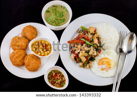 Thai food menu set on the black background