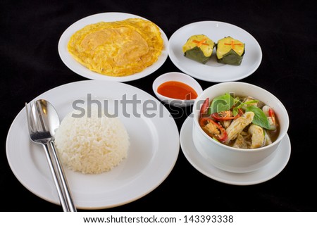 Thai food menu set on the black background