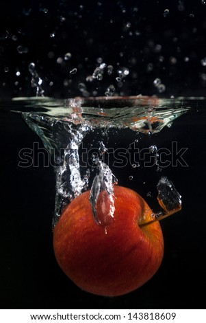 Fruit drop into the water.