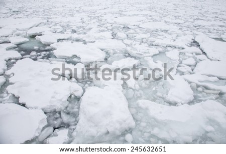 Icebergs floating in japan sea, Hokkaido, Japan