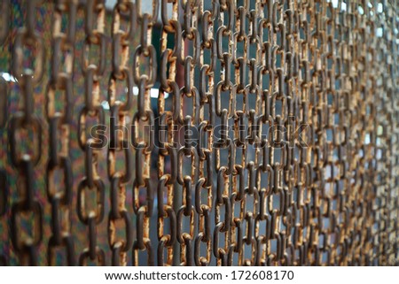 Curtain steel chain in bird park