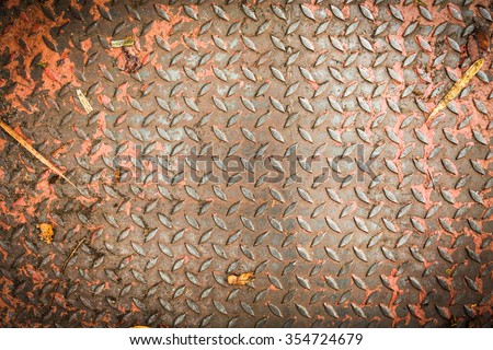 Dirty and Rusty checkered steel plates background  -  Often seen as on the way in the forest up on the Mountain