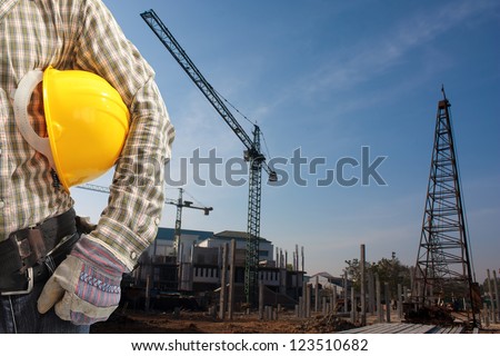Pile driver  works to set precast concrete piles in a construction area 4