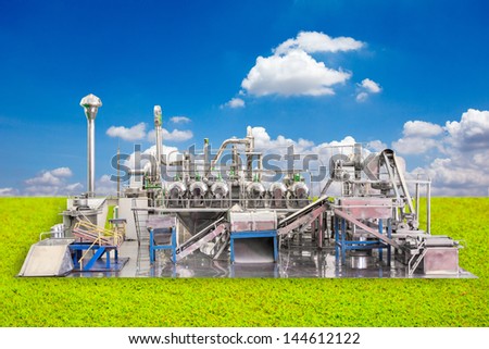 industrial zone steel pipelines stainless with blue sky background