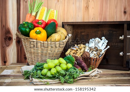 healthy organic vegetables and fruit still life art design