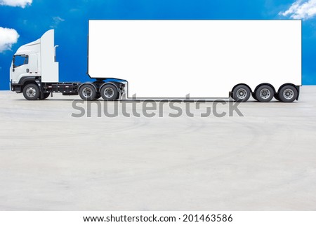 commercial delivery cargo truck on blue sky background