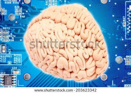 brain microprocessor with circuit board electronic components idea concept for creativity