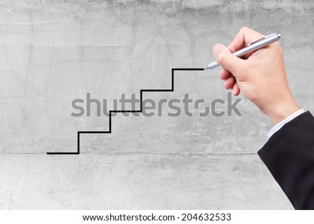 stepping ladder drawn by hand with pen idea concept for success business
