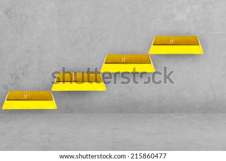 stepping up ladder gold bars idea concept for success and growth business