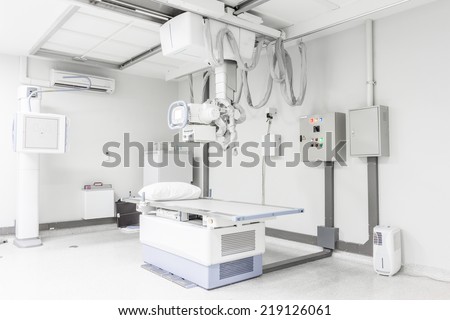 Modern x-ray machine and Computerized Axial Tomography scanning in hospital