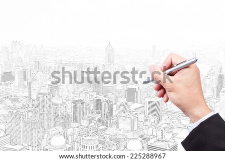 business hand sketch construction project