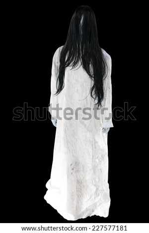 Ghost Girl Horror isolated on black background with clipping path