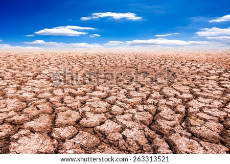 Drought land and cracked earth with climate change and global warming